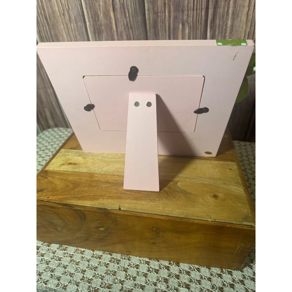 Floral Butterfly Polka Dot Picture Frame Kids Pink Green 4x6 3D Bow